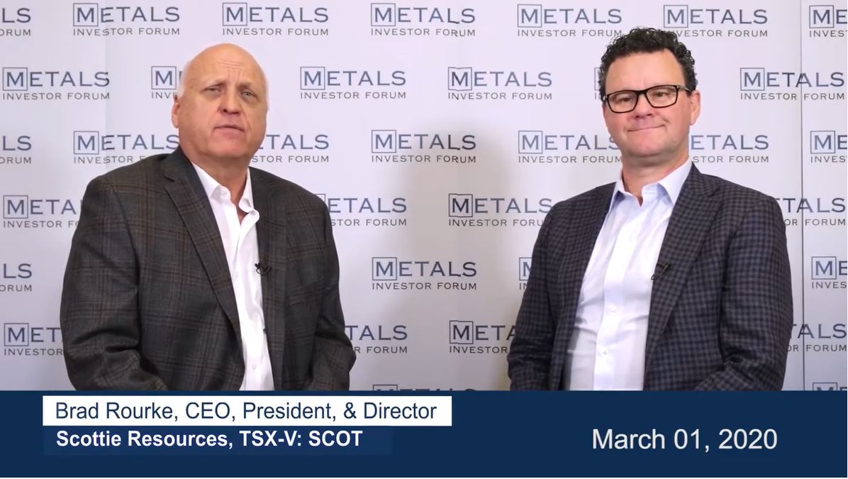 Greg McCoach talks to Brad Rourke of Scottie Resources at Metals Investor Forum in Toronto